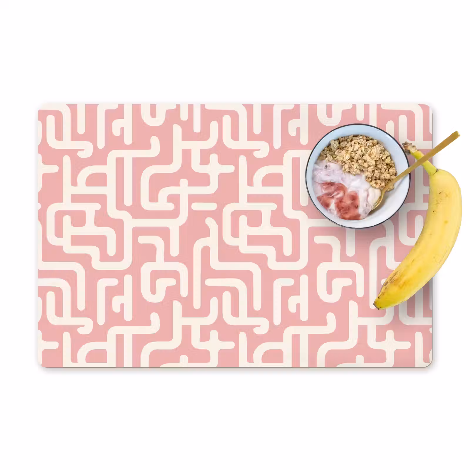Placemat - 6 stuks - Doolhofpatroon - Roze - Wit - Abstract — 1
