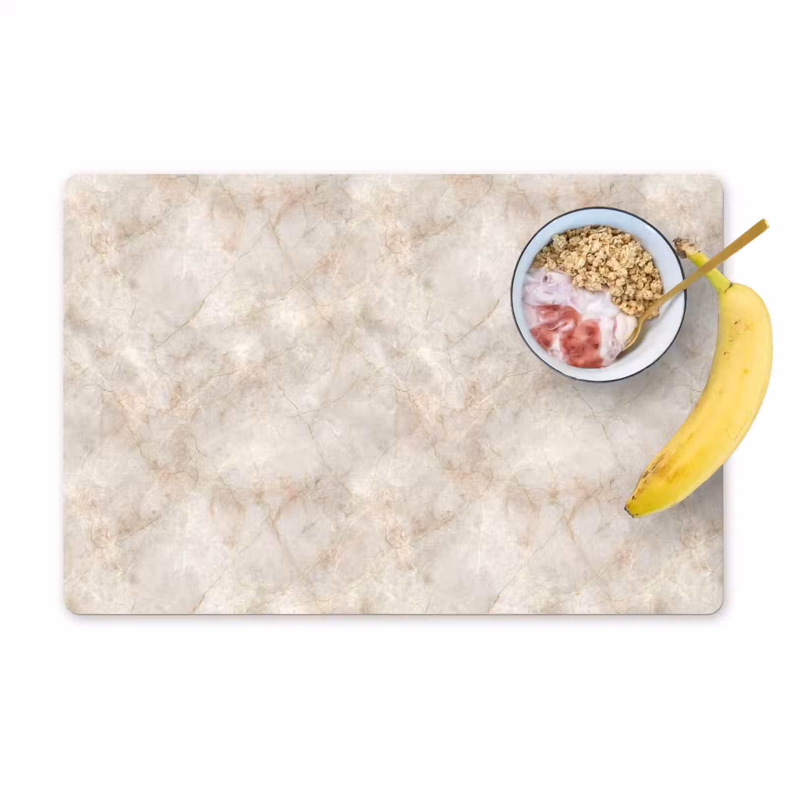 Placemat - 6 stuks - Lichtbeige - Goudbruine Nerven - Marmer — 1