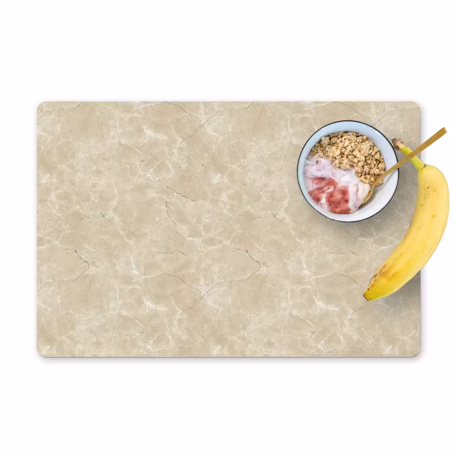 Placemat - 6 stuks - Lichtbeige - Marmer - Diffusie adering — 1
