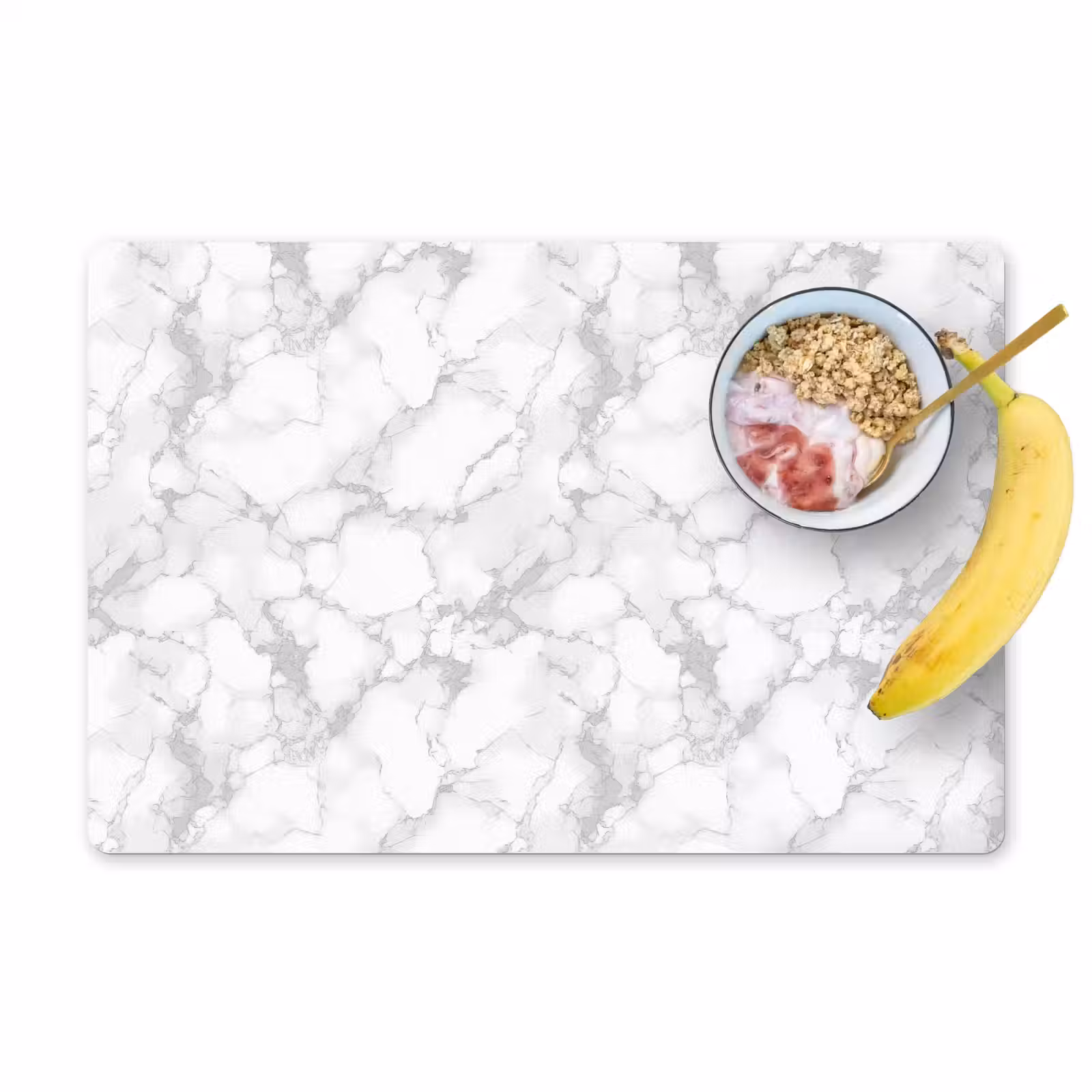 Placemat - 6 stuks - Wit - Marmer - Grijs — 1