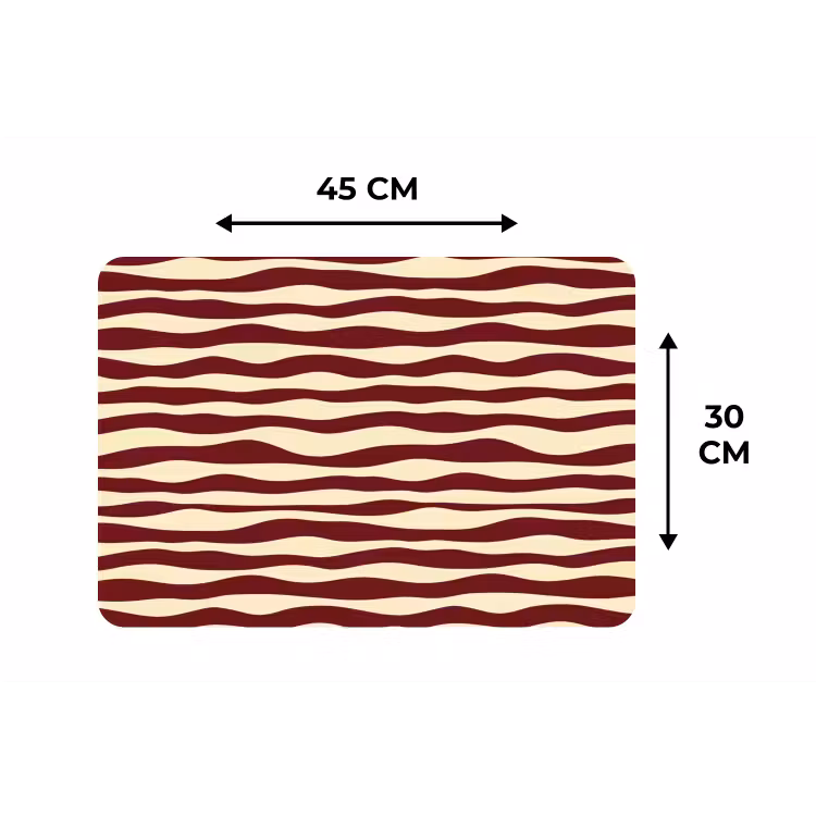 Placemat - 6 stuks - Golven - Rood - Patroon - Crème — 3