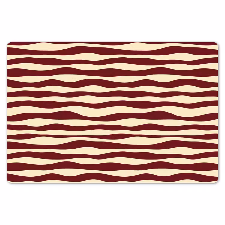 Placemat - 6 stuks - Golven - Rood - Patroon - Crème — 7