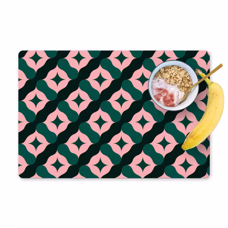 Placemat - 6 stuks - Groen - Roze - Retro - Sterren — 1