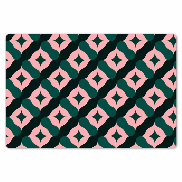 Placemat - 6 stuks - Groen - Roze - Retro - Sterren — 7