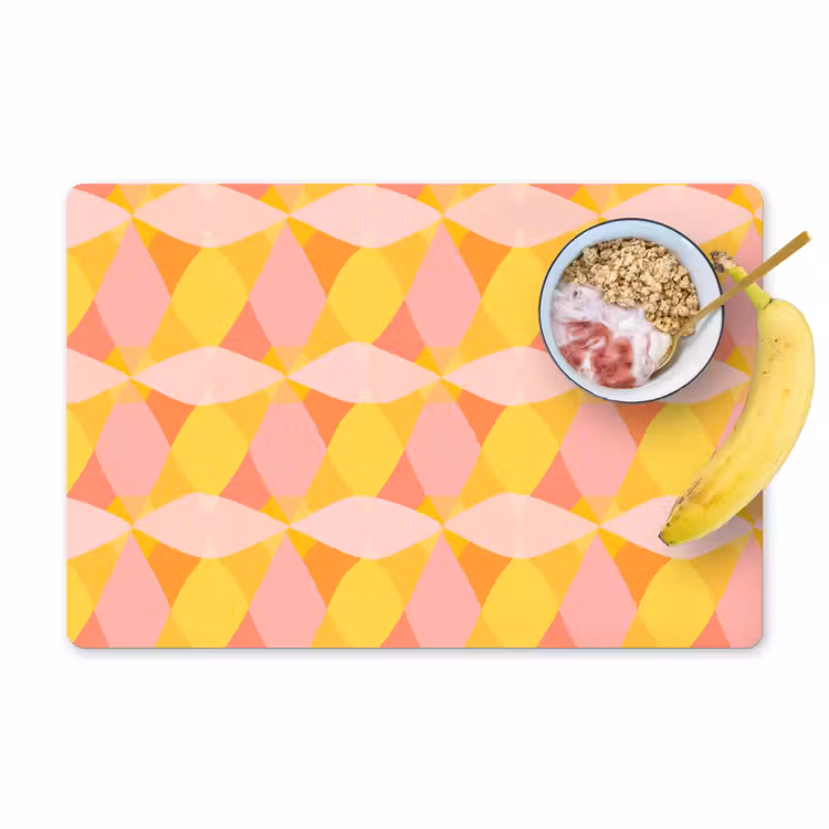 Placemat - 6 stuks - Kleurrijk - Ruitpatroon - Bladvormen — 1