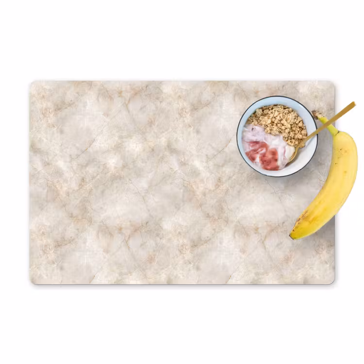 Placemat - 6 stuks - Lichtbeige - Goudbruine Nerven - Marmer — 1