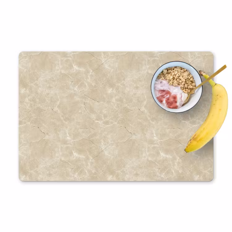Placemat - 6 stuks - Lichtbeige - Marmer - Diffusie adering — 1