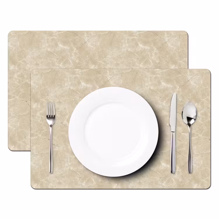 Placemat - 6 stuks - Lichtbeige - Marmer - Diffusie adering — 2