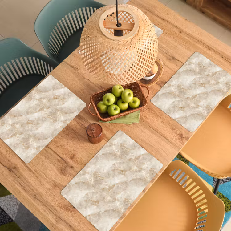 Placemat - 6 stuks - Lichtbeige - Onyx - Subtiel — 6