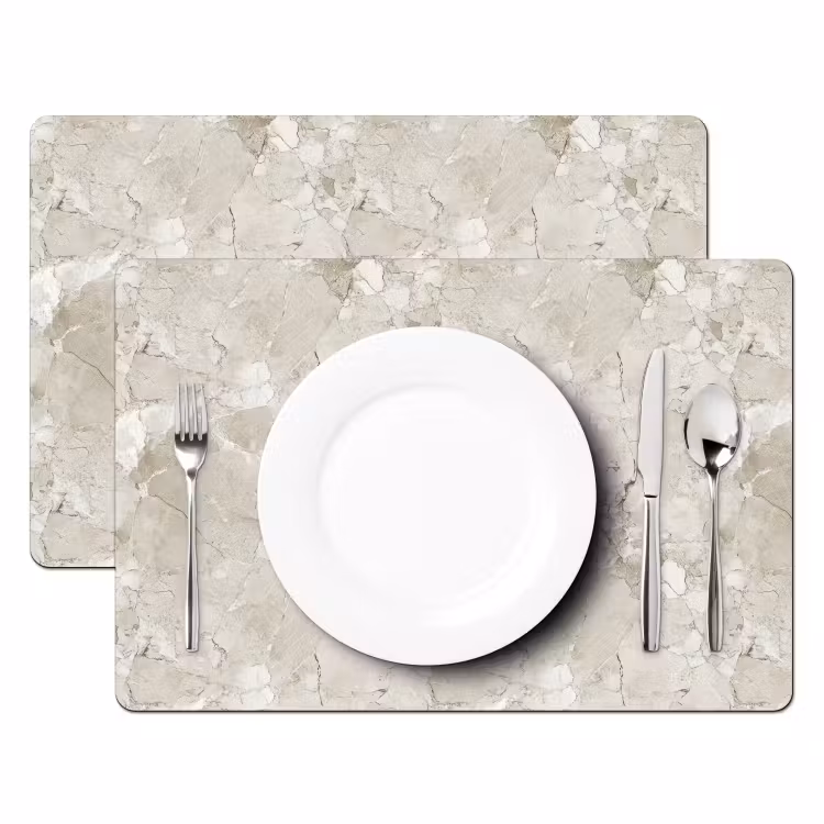 Placemat - 6 stuks - Marmer - Grijs - Aders — 2