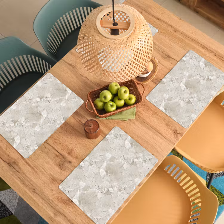 Placemat - 6 stuks - Marmer - Grijs - Aders — 6