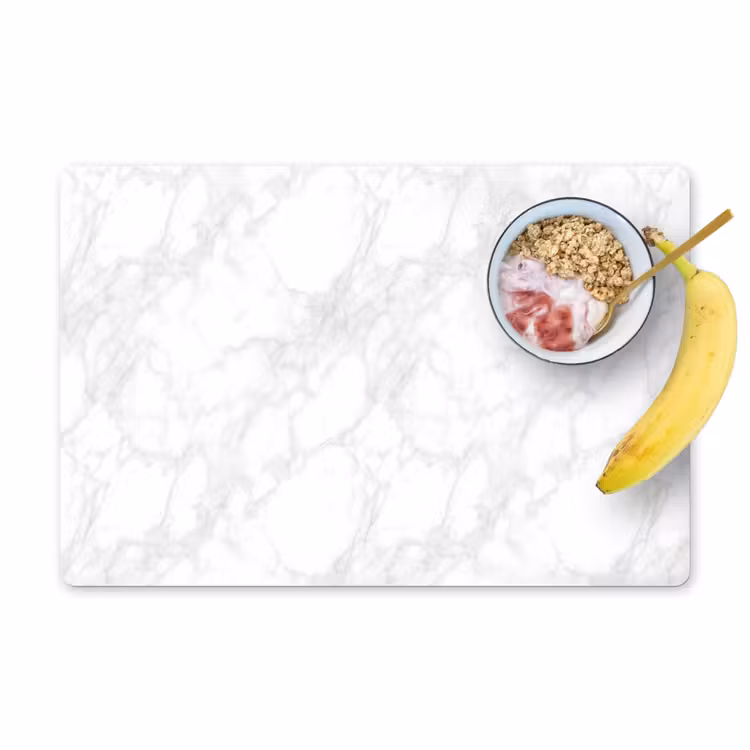 Placemat - 6 stuks - Minimalistisch - Wit - Grijze aders — 1
