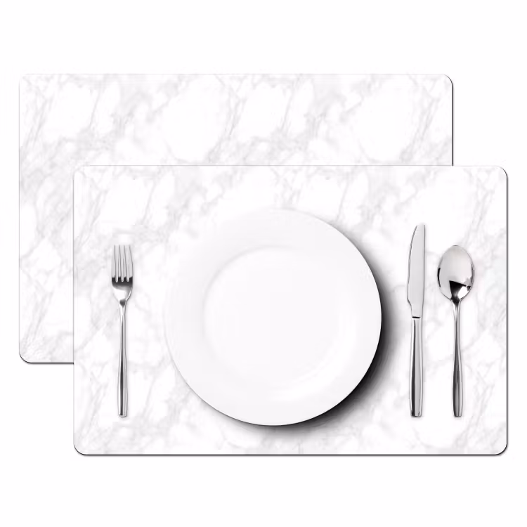 Placemat - 6 stuks - Minimalistisch - Wit - Grijze aders — 2
