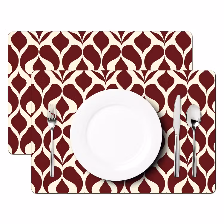Placemat - 6 stuks - Rood - Druppelpatroon - Grafisch — 2