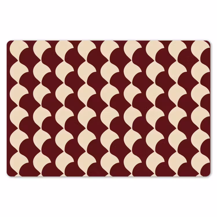 Placemat - 6 stuks - Rood - Tegelpatroon - Crème — 7