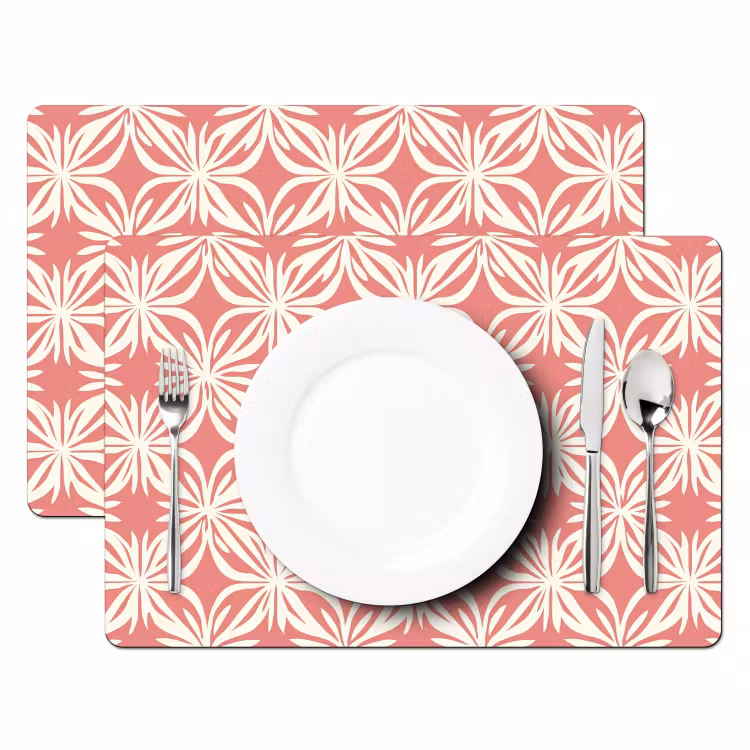 Placemat - 6 stuks - Roze - Bloemenmotief - Wit - Modern — 2