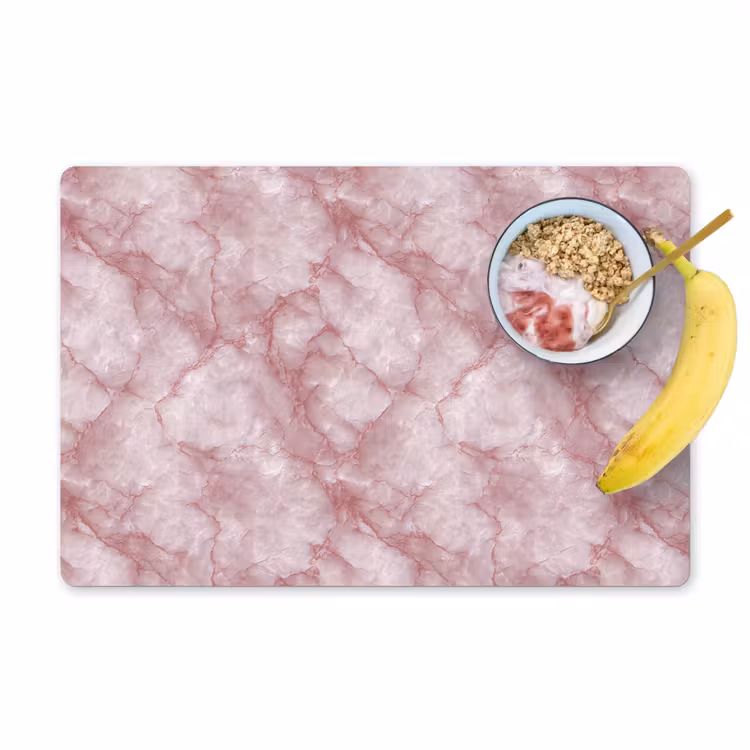 Placemat - 6 stuks - Roze - Kwartsmarmer - Aders — 1