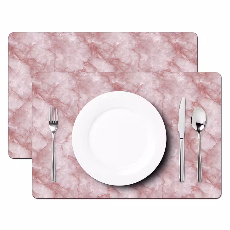 Placemat - 6 stuks - Roze - Kwartsmarmer - Aders — 2