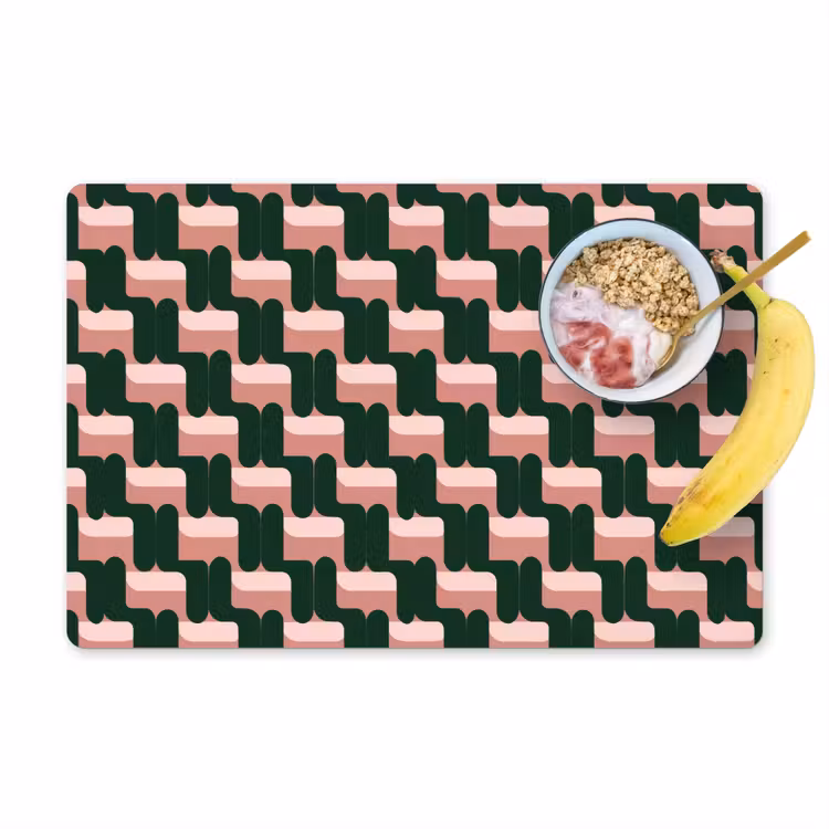 Placemat - 6 stuks - Vlechtpatroon - Groen - Roze - Geometrisch — 1