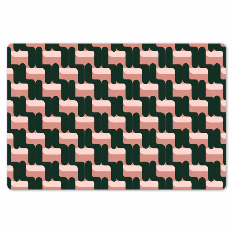 Placemat - 6 stuks - Vlechtpatroon - Groen - Roze - Geometrisch — 7