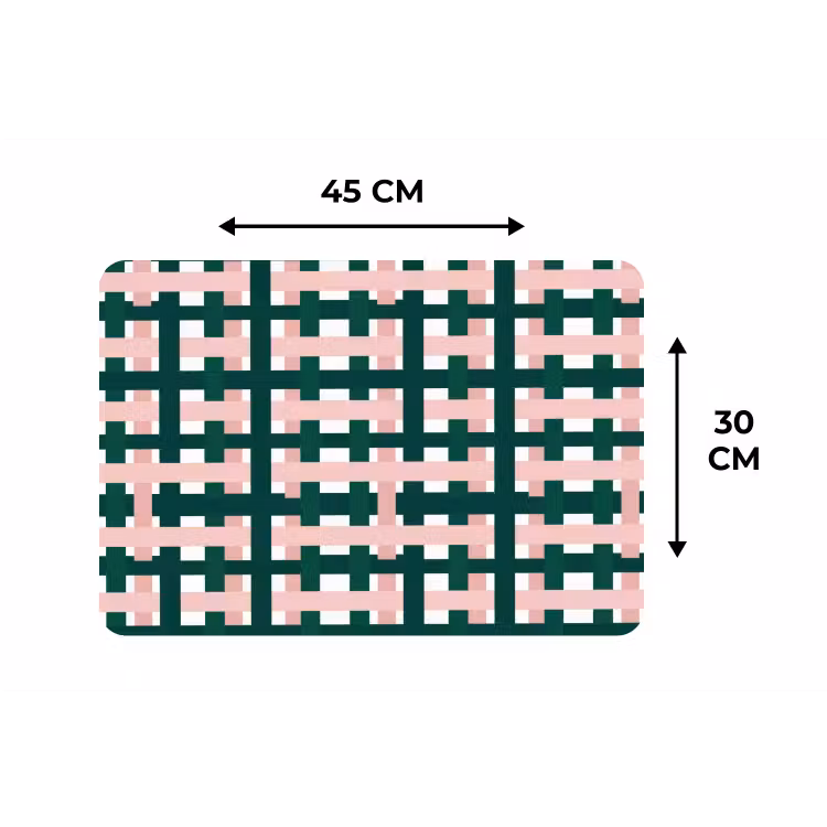 Placemat - 6 stuks - Vlechtpatroon - Groen - Roze - Grafisch — 3