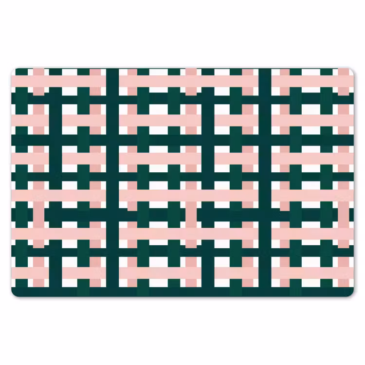 Placemat - 6 stuks - Vlechtpatroon - Groen - Roze - Grafisch — 7