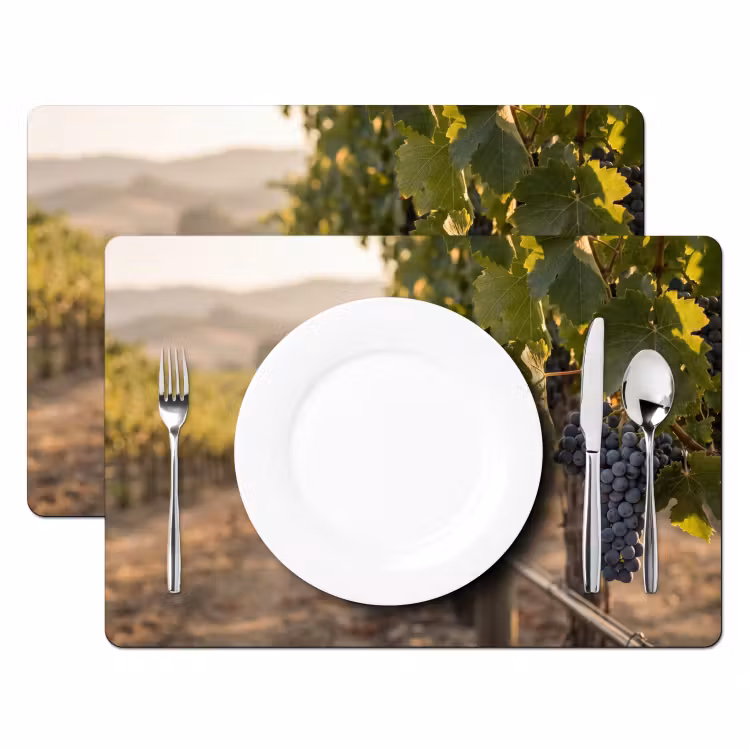 Placemat - 6 stuks - Druiven - Wijngaard - Zonlicht — 2