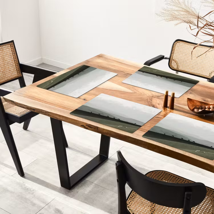Placemat - 6 stuks - Grijs - Berg - Paarden — 5