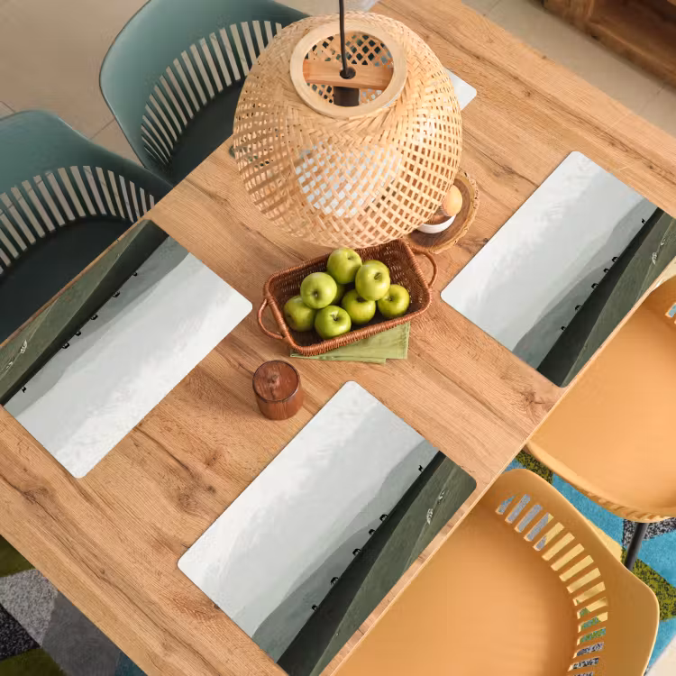Placemat - 6 stuks - Grijs - Berg - Paarden — 6