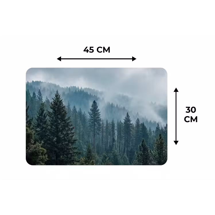 Placemat - 6 stuks - Naaldwoud - Bergen - Mist — 3
