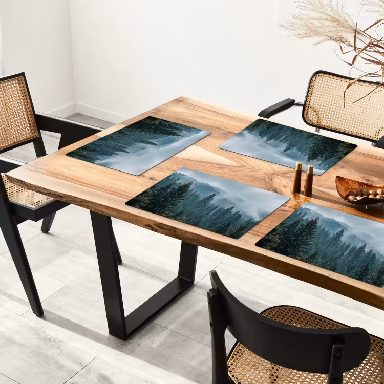Placemat - 6 stuks - Naaldwoud - Bergen - Mist — 5