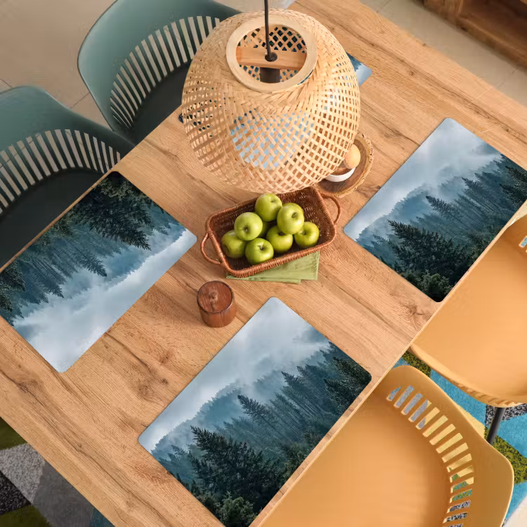 Placemat - 6 stuks - Naaldwoud - Bergen - Mist — 6