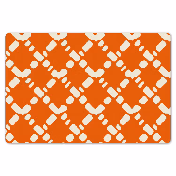 Placemat - 6 stuks - Oranje - Ruitpatroon - Wit — 7