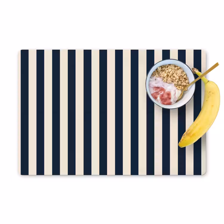 Placemat - 6 stuks - Verticale strepen - Blauw - Crème — 1