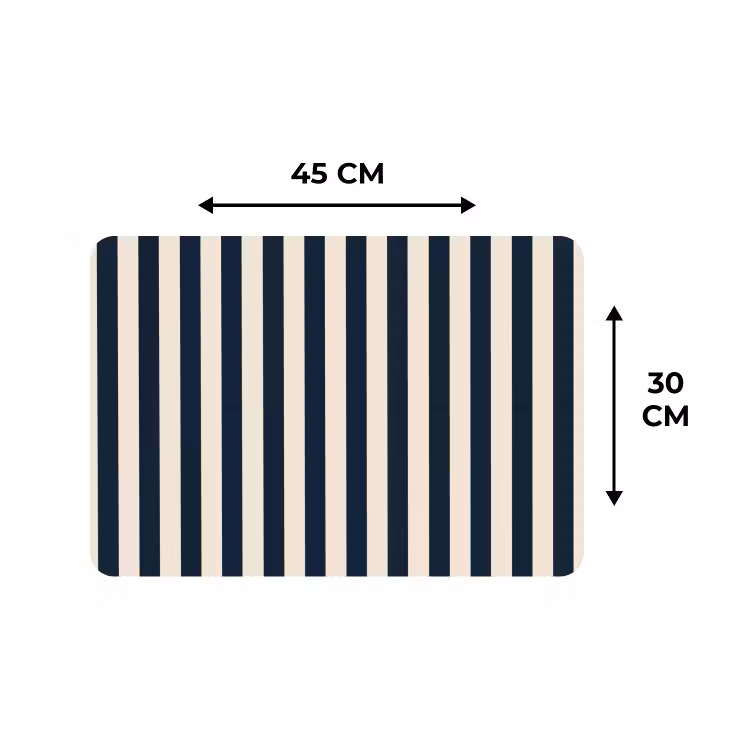 Placemat - 6 stuks - Verticale strepen - Blauw - Crème — 3