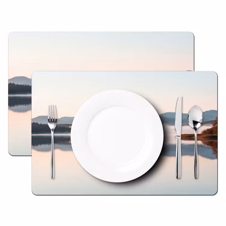 Placemat - 6 stuks - Water - Bomen - Mistlaag — 2