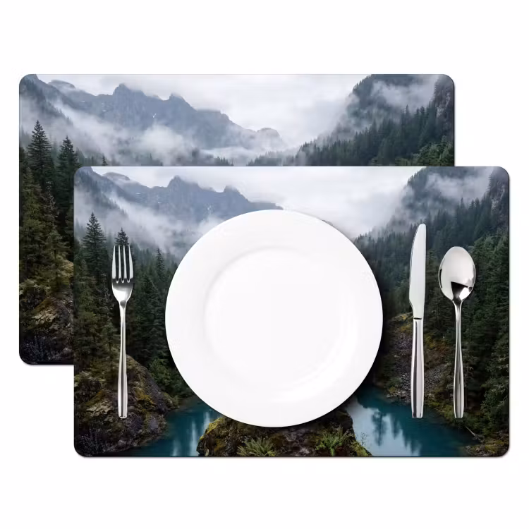 Placemat - 6 stuks - Waterval - Bomen - Bergen — 2