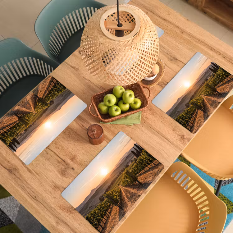 Placemat - 6 stuks - Wijngaard - Zonsondergang - Landschap — 6
