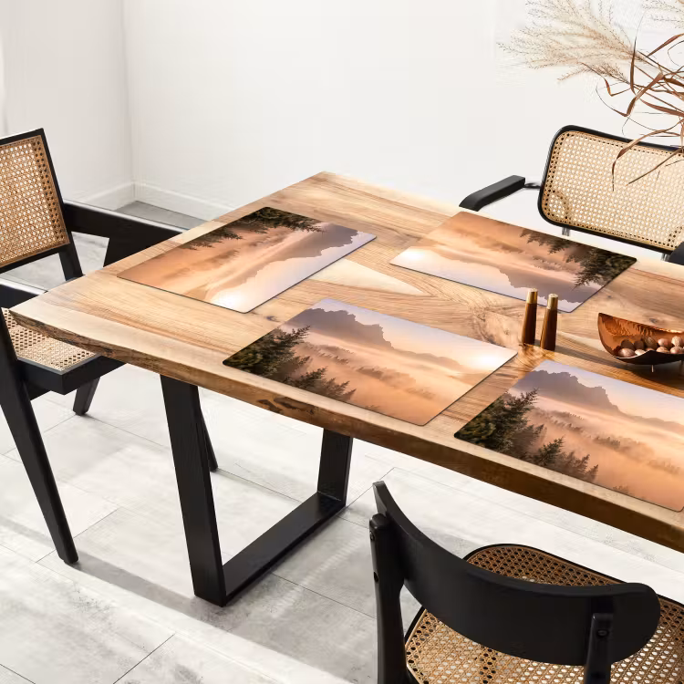 Placemat - 6 stuks - Zonlicht - Mist - Bergen - Bomen — 5