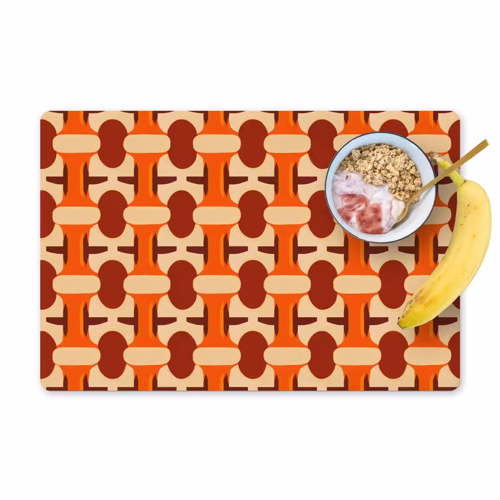 Placemat - 6 stuks - Geometrisch - Retro - Oranje — 1