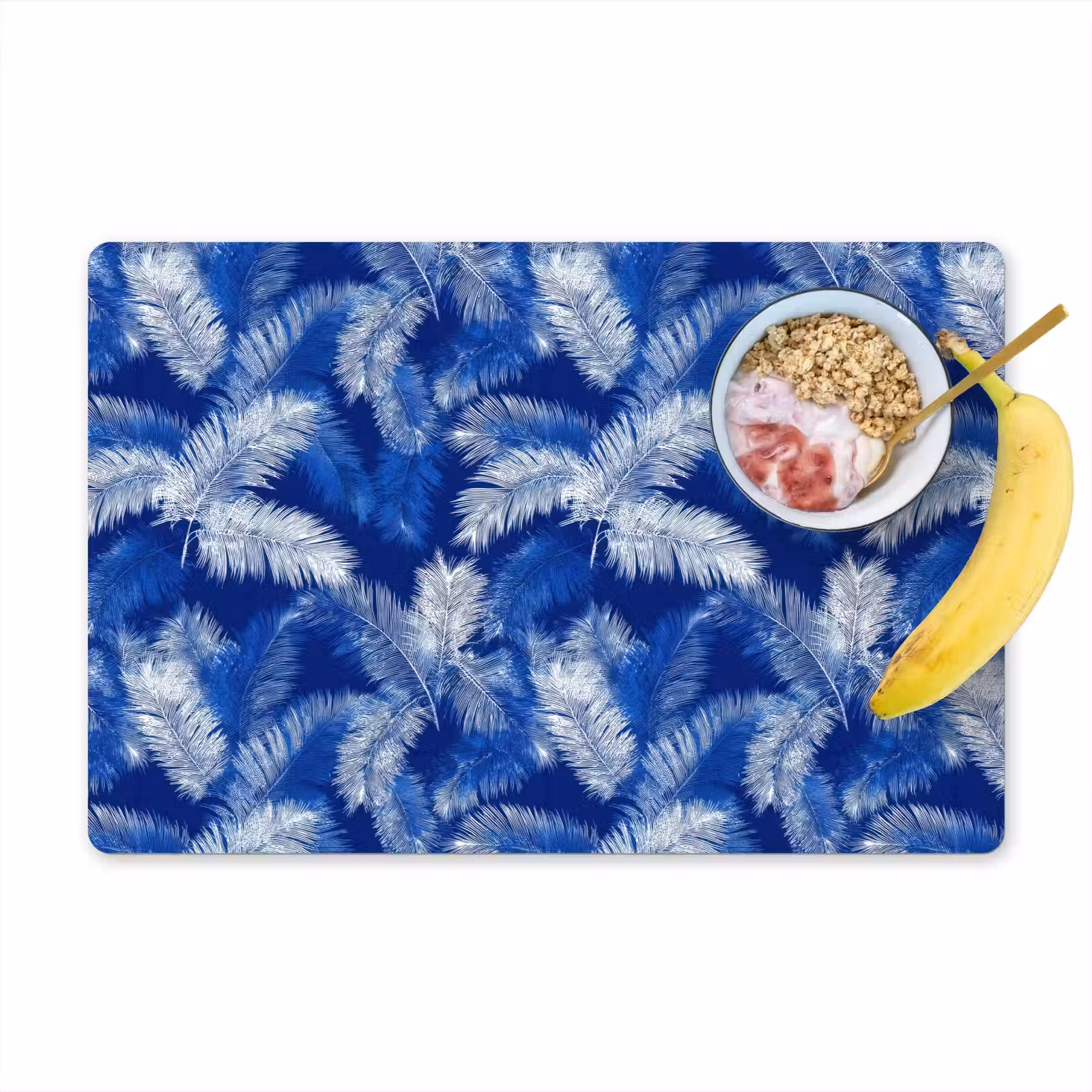 Placemat - 6 stuks - Palmblad - Patroon - Blauw — 1