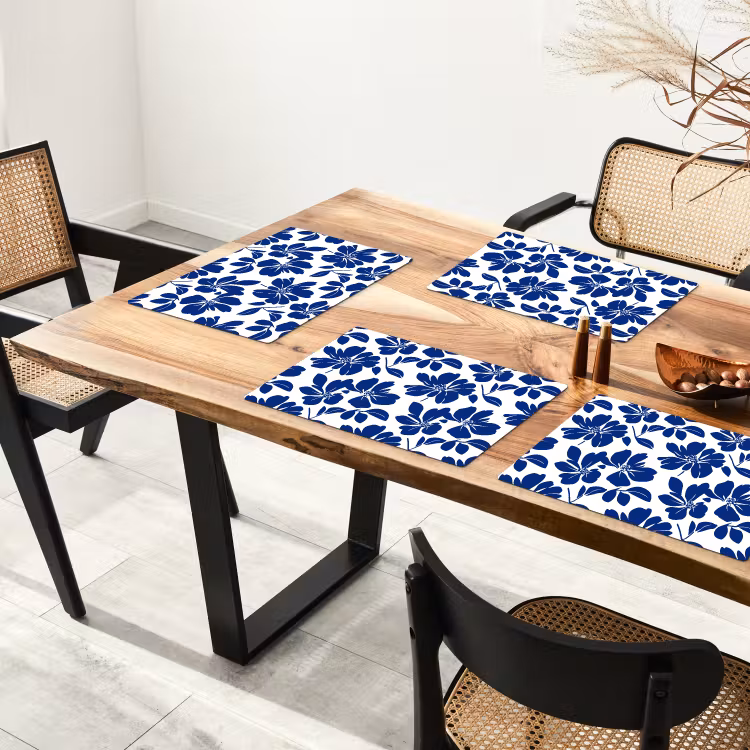 Placemat - 6 stuks - Floraal - Modern - Blauw — 5
