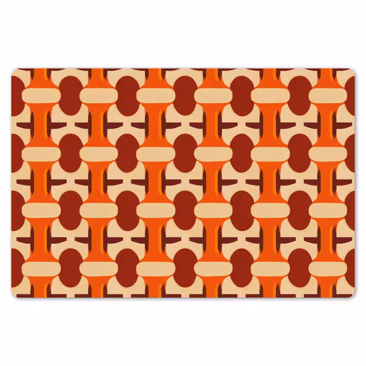 Placemat - 6 stuks - Geometrisch - Retro - Oranje — 7