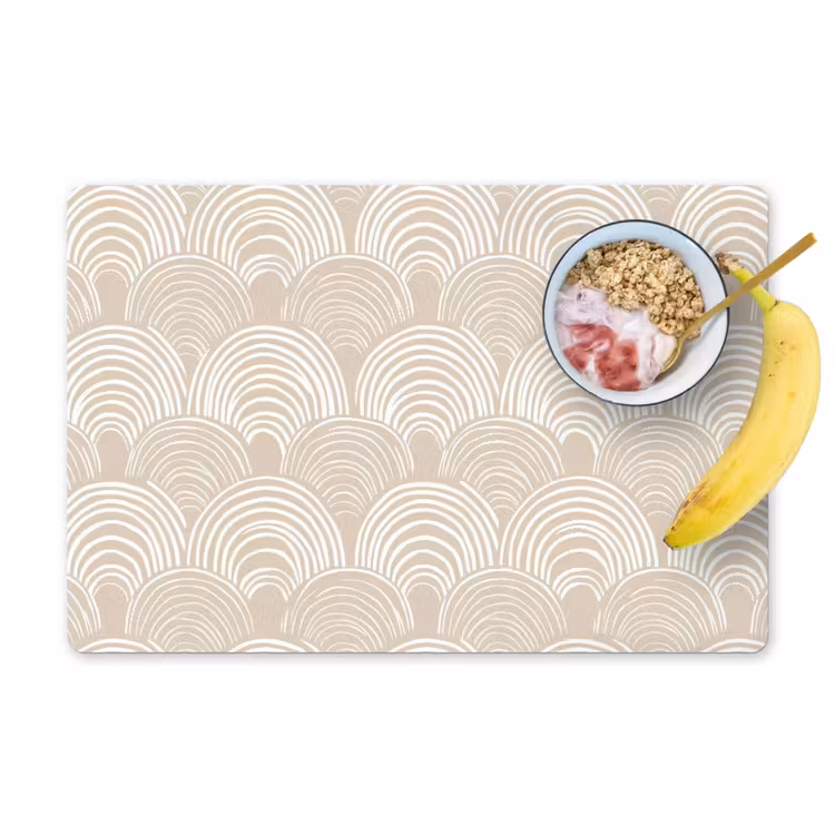 Placemat - 6 stuks - Golven - Structuur - Beige — 1
