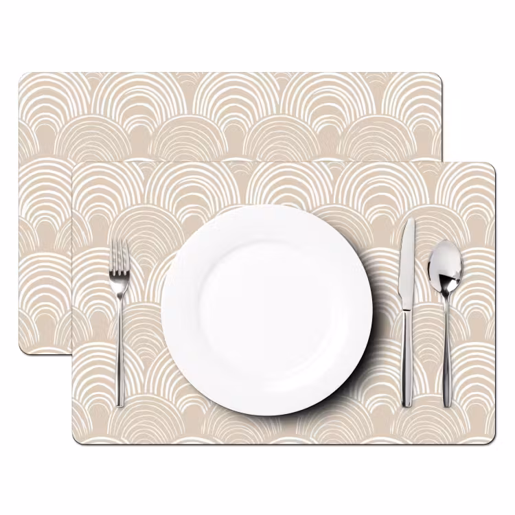 Placemat - 6 stuks - Golven - Structuur - Beige — 2