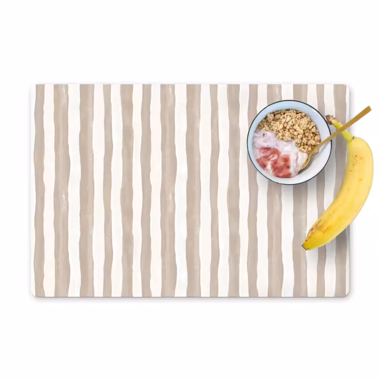 Placemat - 6 stuks - Minimalistisch - Strepen - Beige — 1