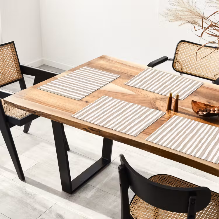 Placemat - 6 stuks - Minimalistisch - Strepen - Beige — 5