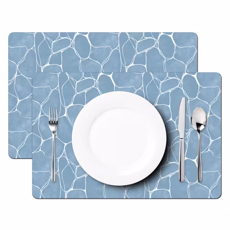 Placemat - 6 stuks - Organisch - Patroon - Blauw — 2