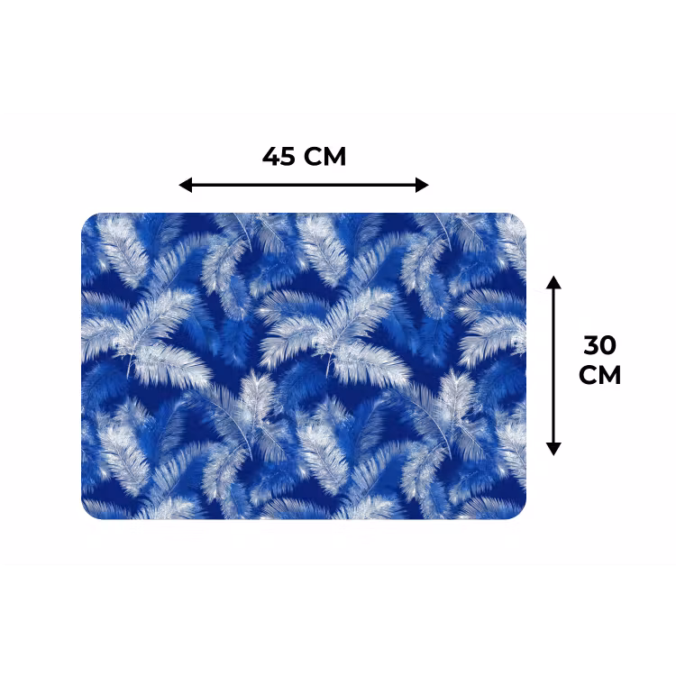 Placemat - 6 stuks - Palmblad - Patroon - Blauw — 3