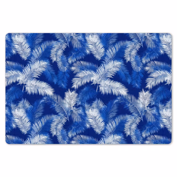 Placemat - 6 stuks - Palmblad - Patroon - Blauw — 7